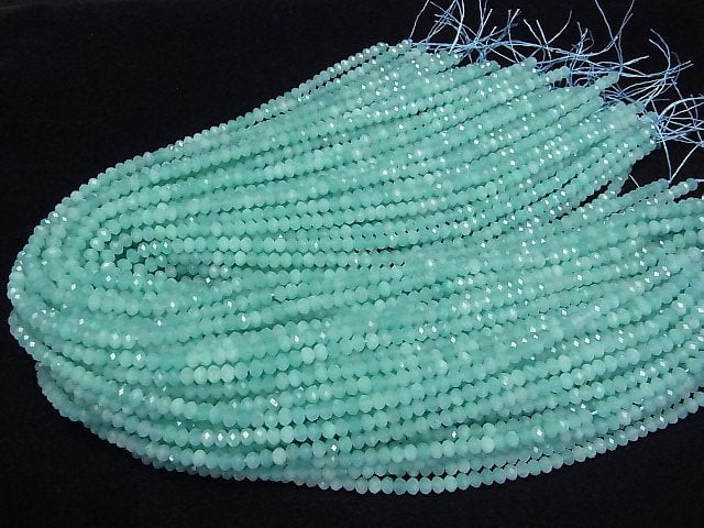 [Video]High Quality! Amazonite AAA- Faceted Button Roundel 4.5x4.5x3mm 1strand beads (aprx.15inch/37cm)