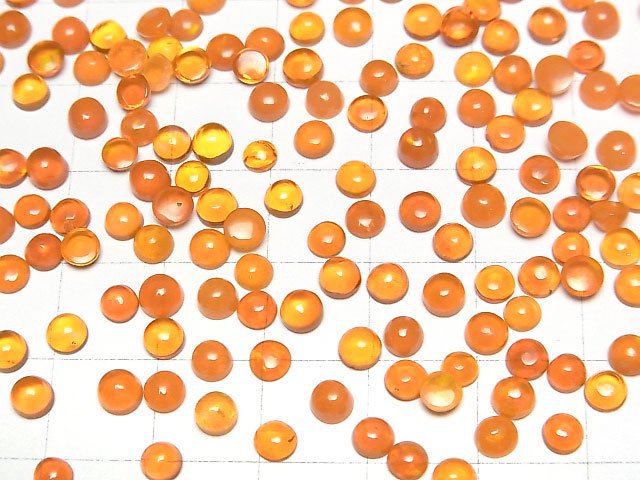 [Video] Orange color Opal Round Cabochon 4x4mm 5pcs