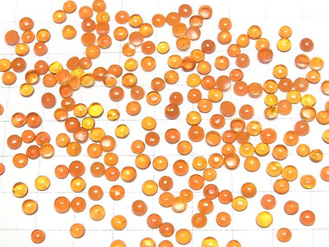 [Video] Orange color Opal Round Cabochon 4x4mm 5pcs
