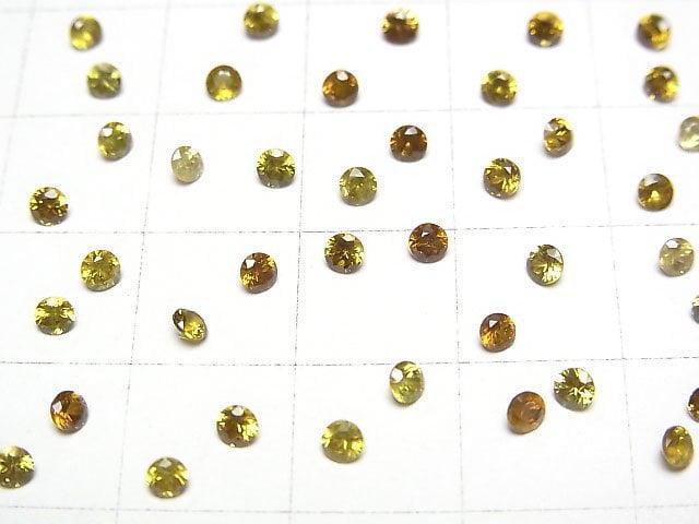 [Video]High Quality Demantoid Garnet AAA Loose Stone Round Faceted 2.5x2.5mm [Yellow] 2pcs