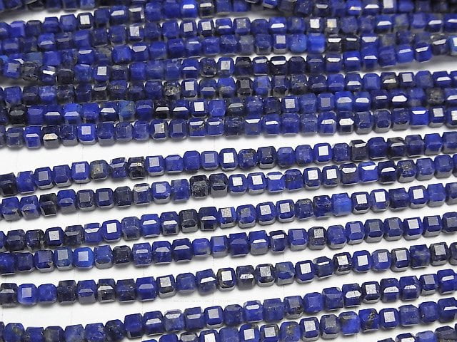 [Video] High Quality! Lapislazuli AA++ Cube Shape 2.5x2.5x2.5mm 1strand beads (aprx.15inch/37cm)