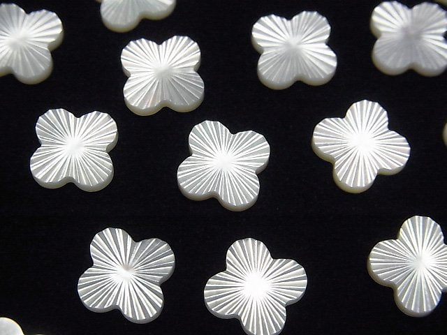 [Video] High Quality White Shell (Silver-lip Oyster) AAA Flower Motif (Faceted) 10x10x2mm 1pc