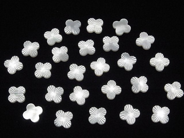 [Video] High Quality White Shell (Silver-lip Oyster) AAA Flower Motif (Faceted) 10x10x2mm 1pc