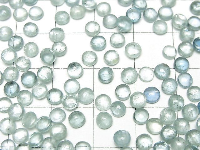 [Video]High Quality Aqua Kyanite AAA- Round Cabochon 4x4mm 5pcs