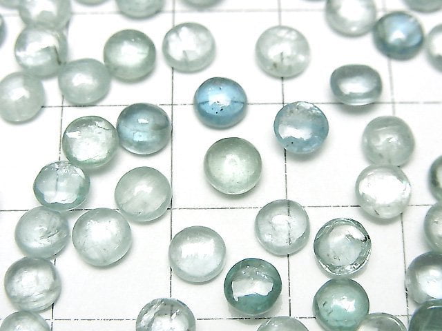 [Video]High Quality Aqua Kyanite AAA- Round Cabochon 5x5mm 3pcs