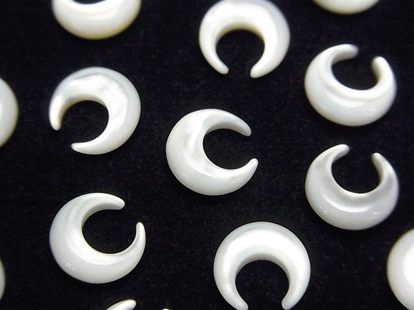 [Video] High Quality White Shell (Silver-lip Oyster) AAA Moon Motif 8x8mm 4pcs