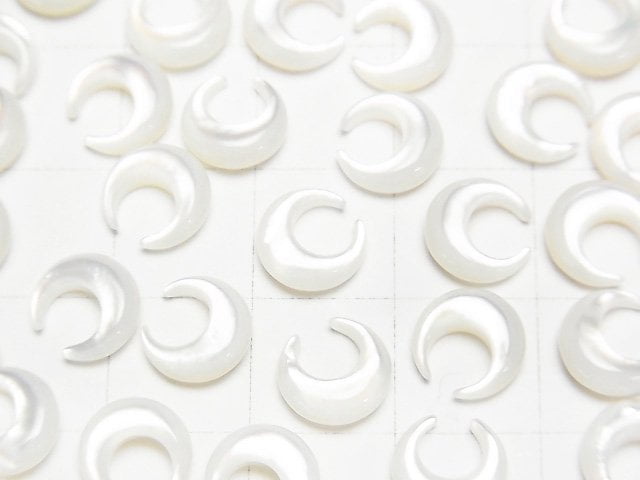 [Video] High Quality White Shell (Silver-lip Oyster) AAA Moon Motif 8x8mm 4pcs