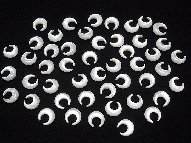 [Video] High Quality White Shell (Silver-lip Oyster) AAA Moon Motif 8x8mm 4pcs