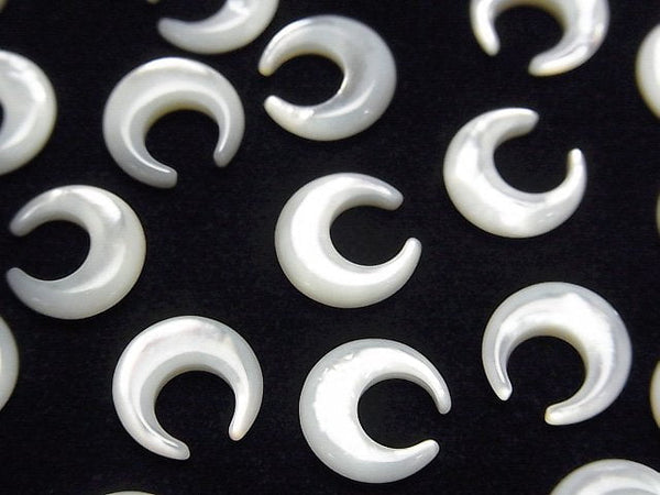 [Video] High Quality White Shell (Silver-lip Oyster) AAA Moon Motif 10x10mm 4pcs