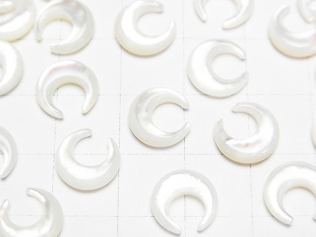 [Video] High Quality White Shell (Silver-lip Oyster) AAA Moon Motif 10x10mm 4pcs