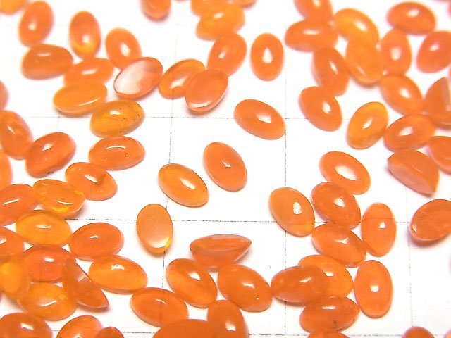 [Video] Orange color Opal Oval Cabochon 5x3mm 10pcs