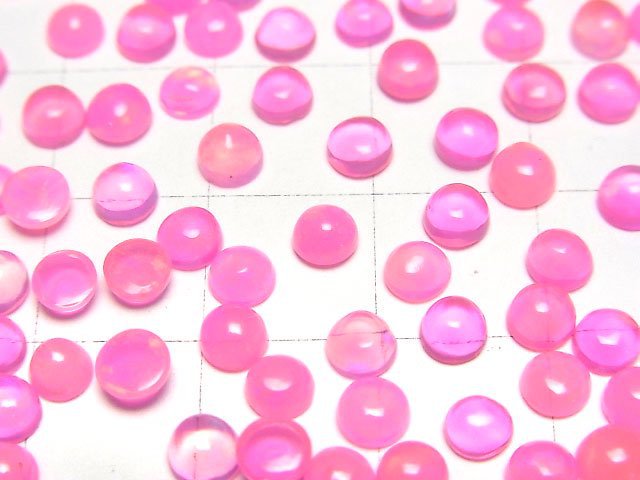 [Video] Pink color Opal Round Cabochon 4x4mm 5pcs