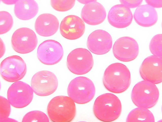 [Video] Pink color Opal Round Cabochon 6x6mm 3pcs