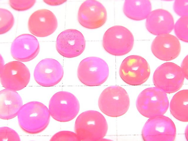 [Video] Pink color Opal Round Cabochon 6x6mm 3pcs