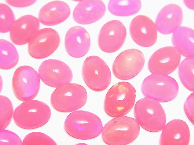 [Video] Pink color Opal Oval Cabochon 8x6mm 3pcs