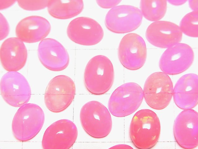 [Video] Pink color Opal Oval Cabochon 8x6mm 3pcs