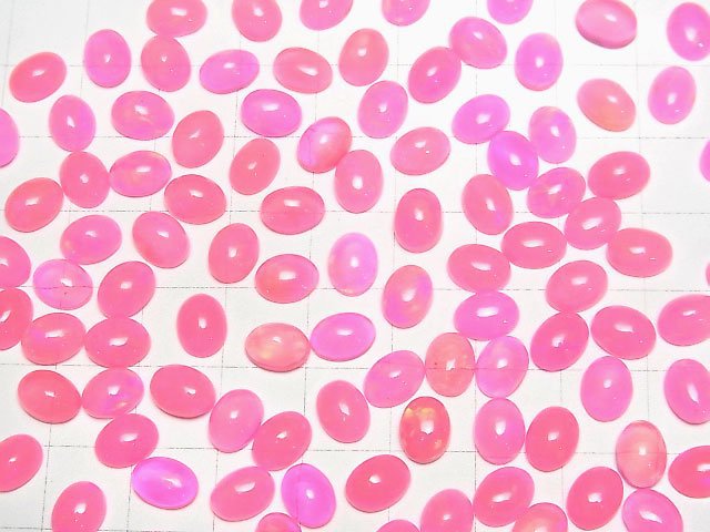 [Video] Pink color Opal Oval Cabochon 8x6mm 3pcs