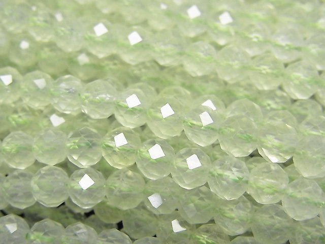 [Video]High Quality! Prehnite AAA- Faceted Round 5mm 1strand beads (aprx.15inch/38cm)