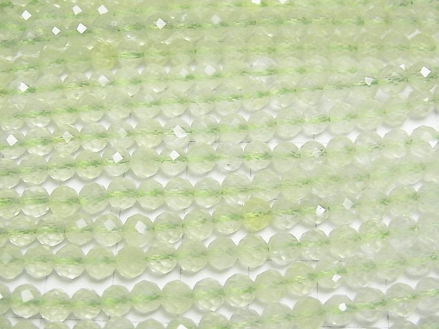 [Video]High Quality! Prehnite AAA- Faceted Round 5mm 1strand beads (aprx.15inch/38cm)
