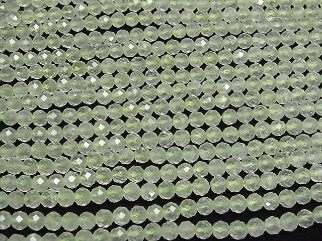 [Video]High Quality! Prehnite AAA- Faceted Round 5mm 1strand beads (aprx.15inch/38cm)