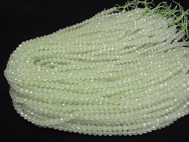 [Video]High Quality! Prehnite AAA- Faceted Round 5mm 1strand beads (aprx.15inch/38cm)