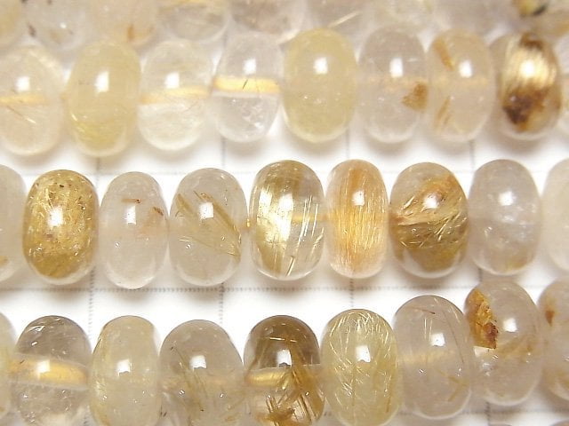 [Video]Rutilated Quartz AA++ Roundel 1strand beads (aprx.15inch/38cm)