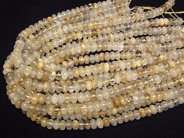 [Video]Rutilated Quartz AA++ Roundel 1strand beads (aprx.15inch/38cm)