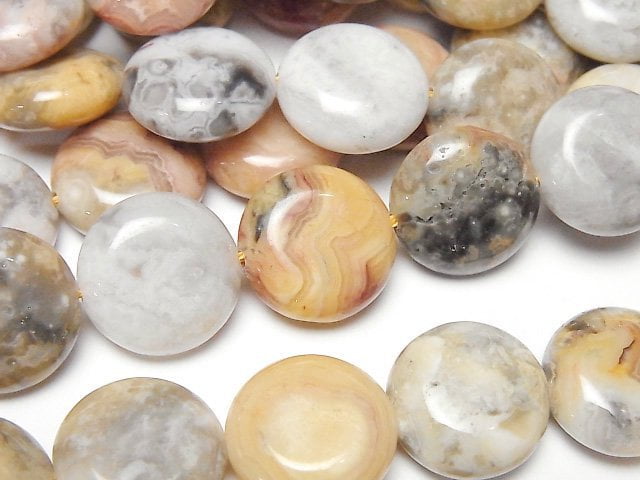 [Video] Crazy Lace Agate Coin 15x15mm 1strand beads (aprx.15inch/36cm)