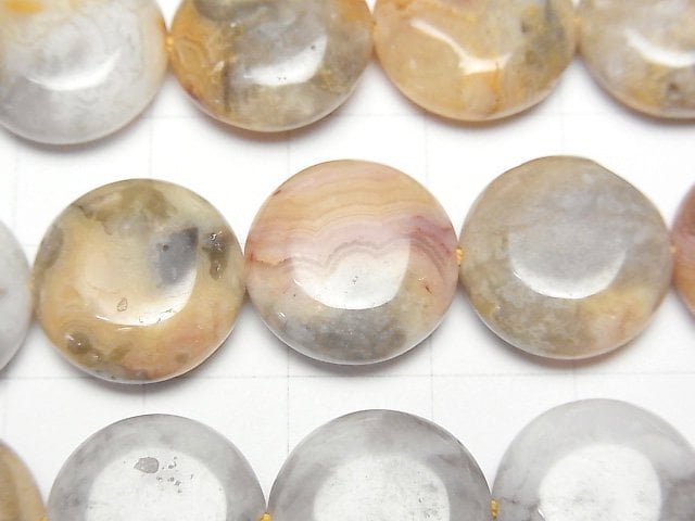 [Video] Crazy Lace Agate Coin 15x15mm 1strand beads (aprx.15inch/36cm)