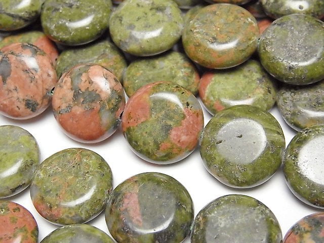 [Video]Unakite Coin 15x15mm 1strand beads (aprx.15inch/36cm)