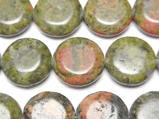 [Video]Unakite Coin 15x15mm 1strand beads (aprx.15inch/36cm)