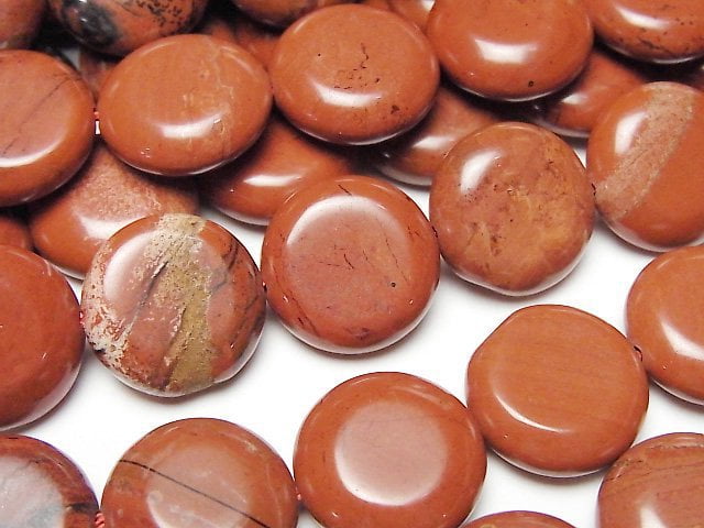 [Video] Red Jasper Coin 15x15mm 1strand beads (aprx.15inch/36cm)