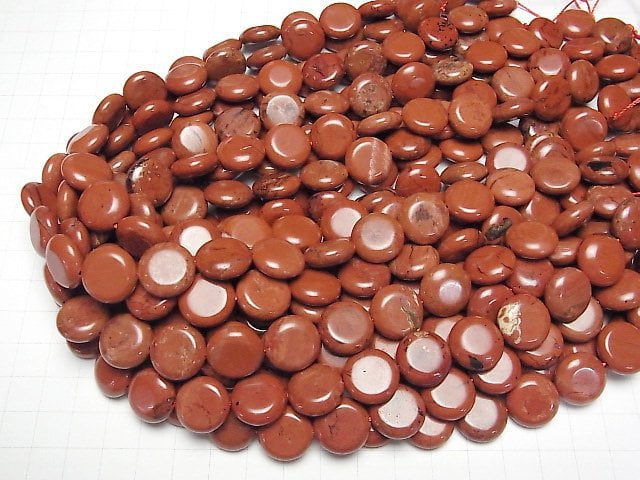 [Video] Red Jasper Coin 15x15mm 1strand beads (aprx.15inch/36cm)