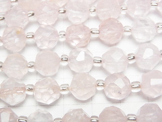 [Video]High Quality! Madagascar Rose Quartz AA++ Rough Faceted Round 10mm half or 1strand beads (aprx.15inch/37cm)