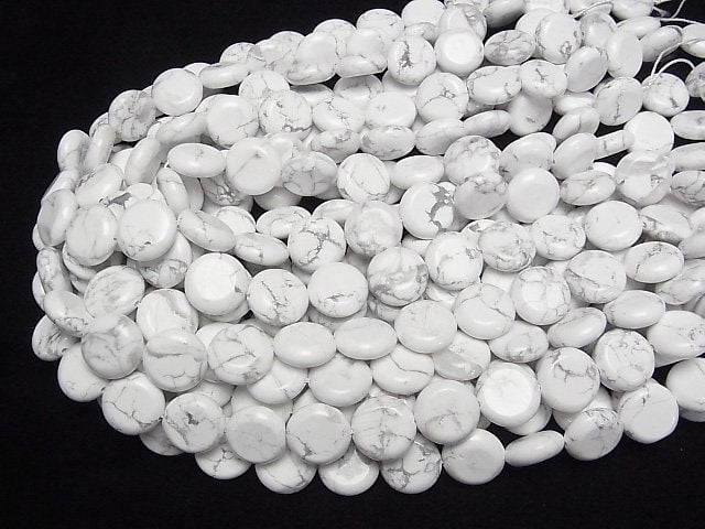 [Video] Howlite Magnesite Coin 15x15mm 1strand beads (aprx.15inch/36cm)