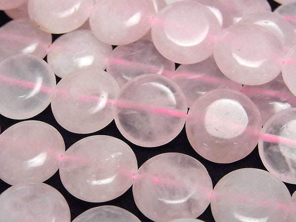 [Video]Rose Quartz AA Coin 15x15mm 1strand beads (aprx.15inch/36cm)