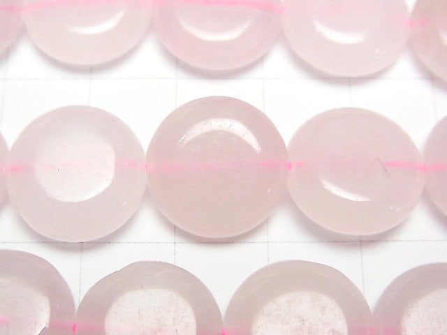 [Video]Rose Quartz AA Coin 15x15mm 1strand beads (aprx.15inch/36cm)