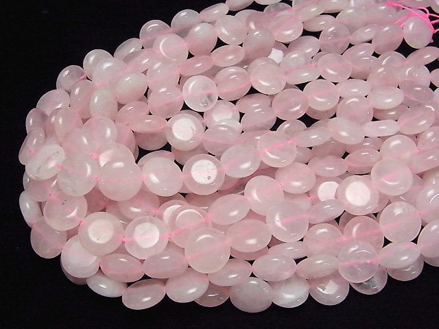 [Video]Rose Quartz AA Coin 15x15mm 1strand beads (aprx.15inch/36cm)