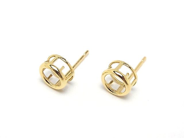 [Video]14KGF Earstuds Earrings Frame (Bezel) Round Faceted for [3mm][4mm][5mm][6mm] 1pair (2 pieces)