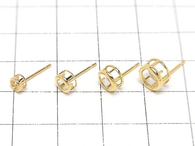 [Video]14KGF Earstuds Earrings Frame (Bezel) Round Faceted for [3mm][4mm][5mm][6mm] 1pair (2 pieces)