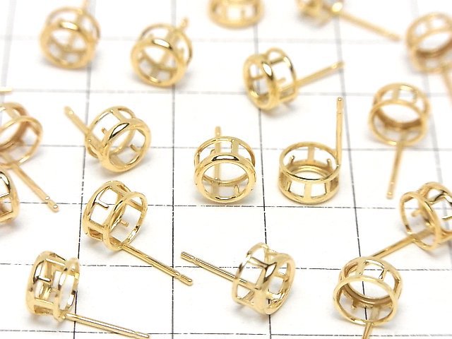 [Video]14KGF Earstuds Earrings Frame (Bezel) Round Faceted for [3mm][4mm][5mm][6mm] 1pair (2 pieces)