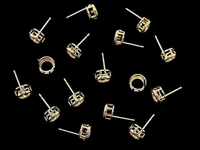 [Video]14KGF Earstuds Earrings Frame (Bezel) Round Faceted for [3mm][4mm][5mm][6mm] 1pair (2 pieces)