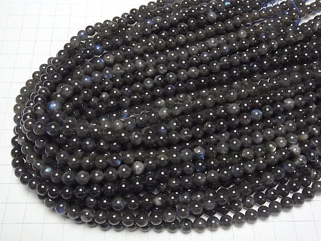 [Video] Black Labradorite AA Round 6mm 1strand beads (aprx.15inch/37cm)