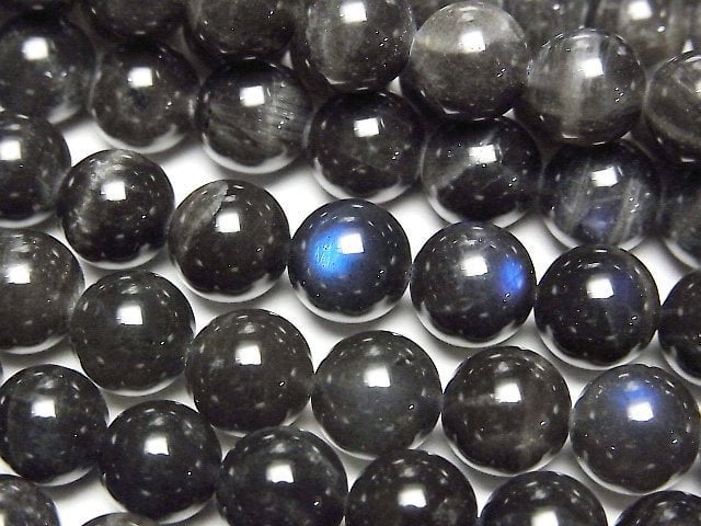 [Video] Black Labradorite AA Round 8mm 1strand beads (aprx.15inch/37cm)