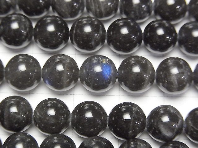 [Video] Black Labradorite AA Round 8mm 1strand beads (aprx.15inch/37cm)