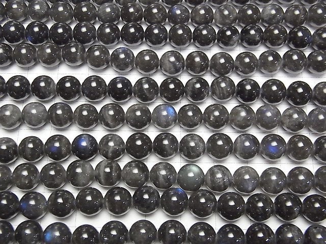 [Video] Black Labradorite AA Round 8mm 1strand beads (aprx.15inch/37cm)