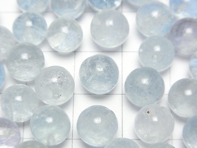 [Video]Aquamarine AA++ Half Drilled Hole Round 8mm 5pcs