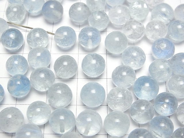 [Video]Aquamarine AA++ Half Drilled Hole Round 8mm 5pcs