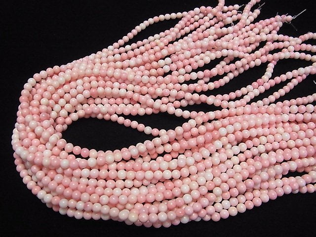 [Video] Pink color Shell AAA Round 4mm 1strand beads (aprx.15inch/37cm)