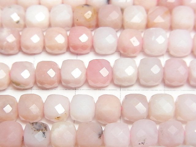 [Video]High Quality! Pink Opal AA++ Cube Shape 6x6x6mm half or 1strand beads (aprx.15inch/36cm)